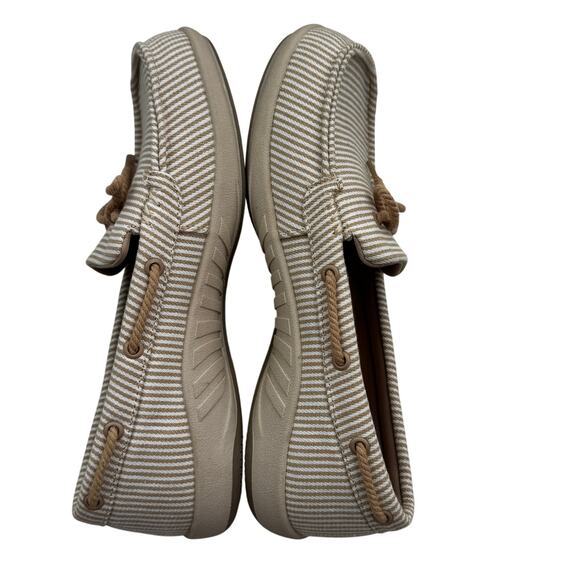 Walk Hero Natural White Stripe Canvas Comfort Slip On Loafers Women's Size 8 - Picture 5 of 9